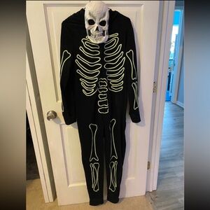 Glow-in-the-Dark Skeleton Costume with Skull Mask